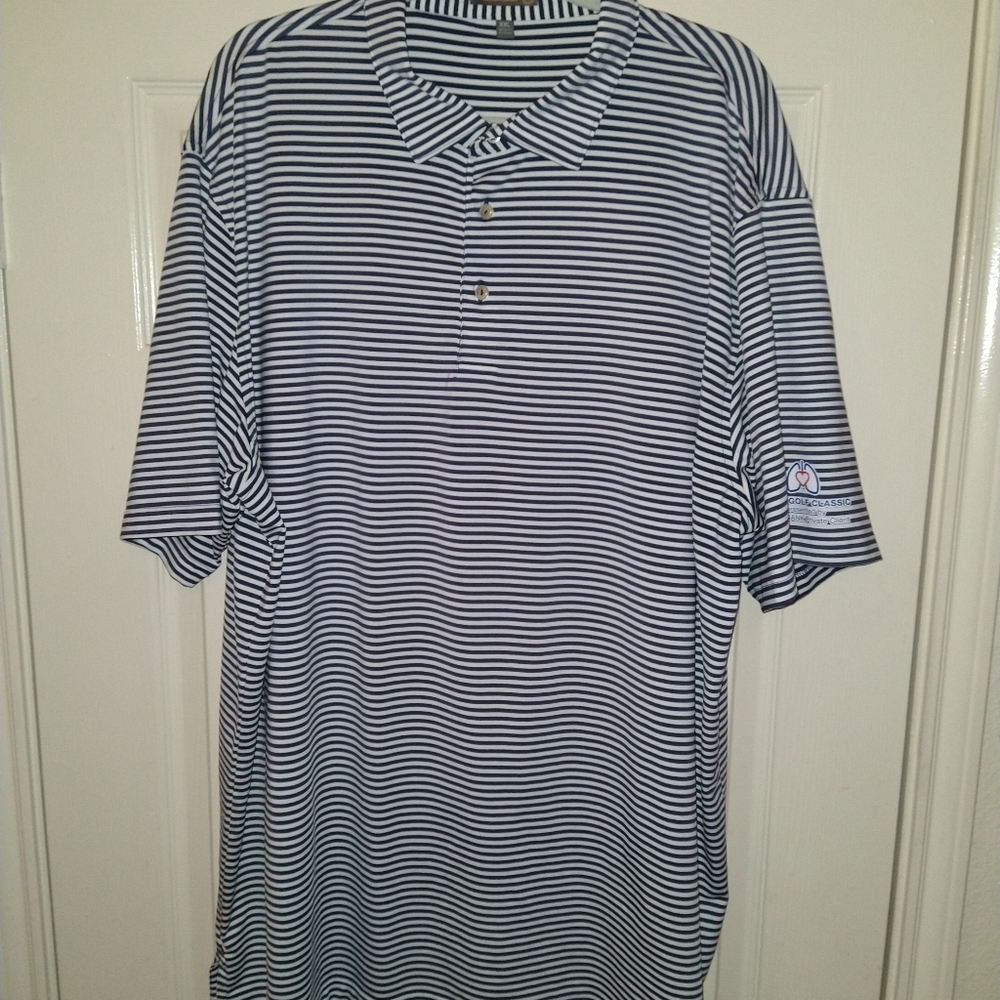 Peter Millar Summer Comfort Striped Polo Golf Shirt Men's sz XXL